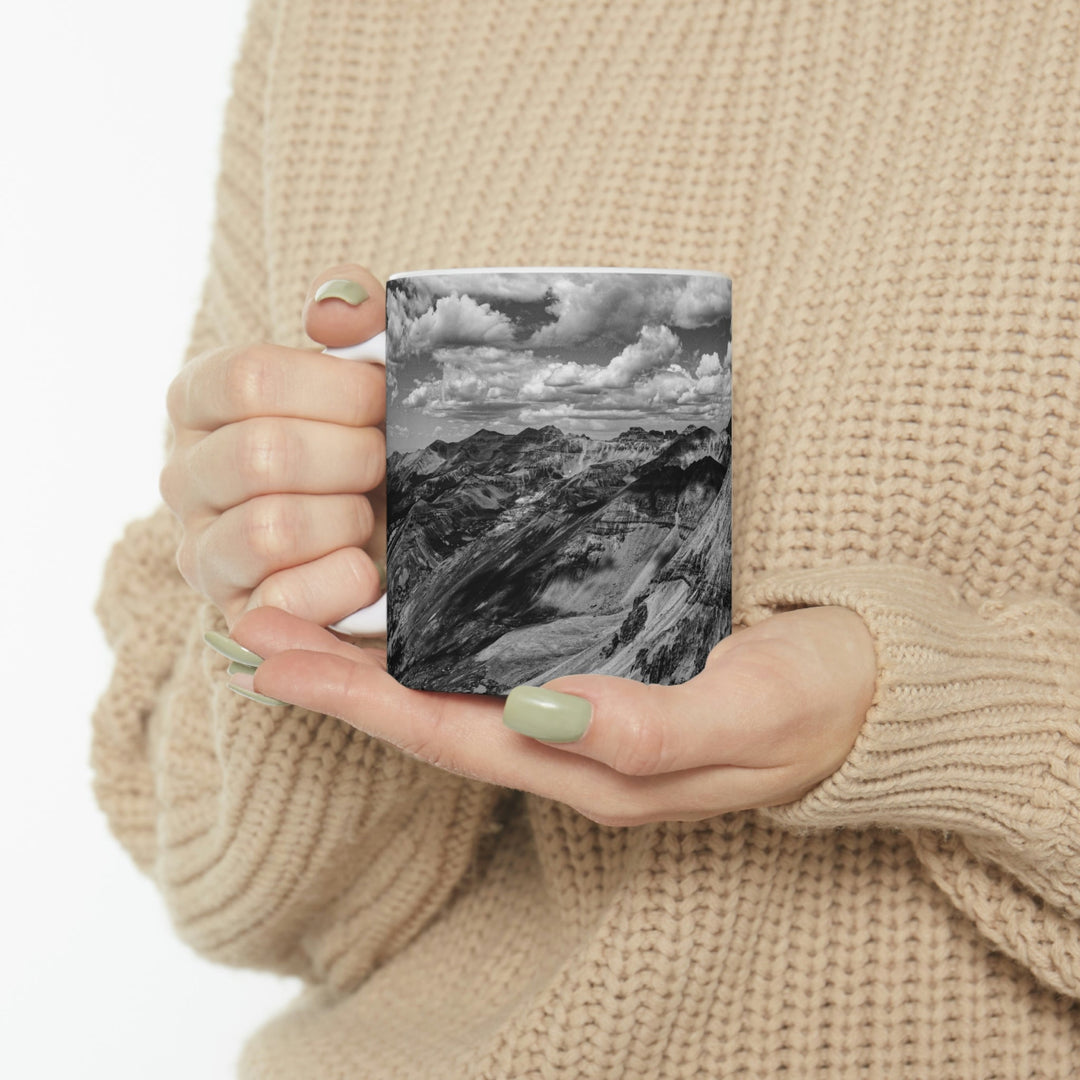 Imogene Pass From the Air in Black and White - Ceramic Mug 11oz - Visiting This World