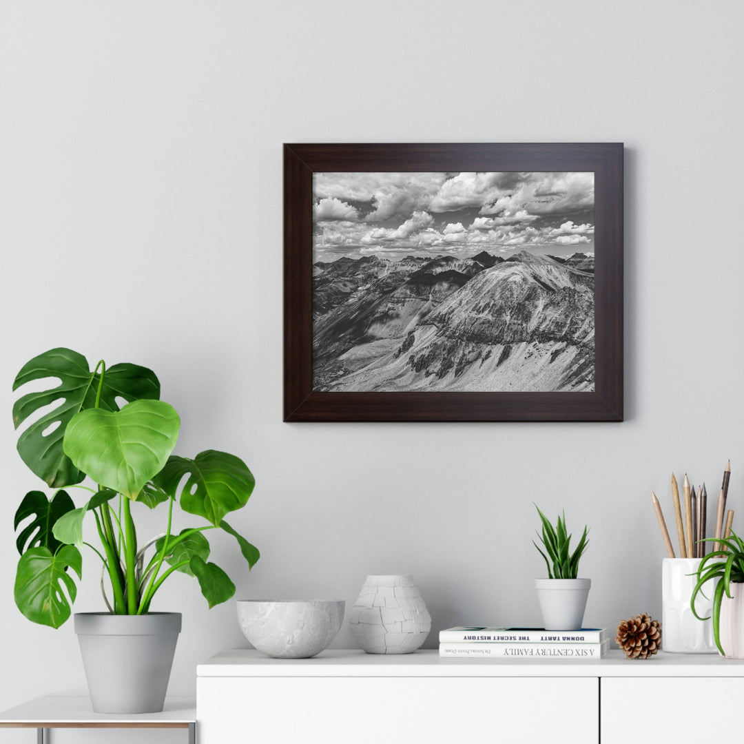 Imogene Pass From the Air in Black and White - Framed Print - Visiting This World