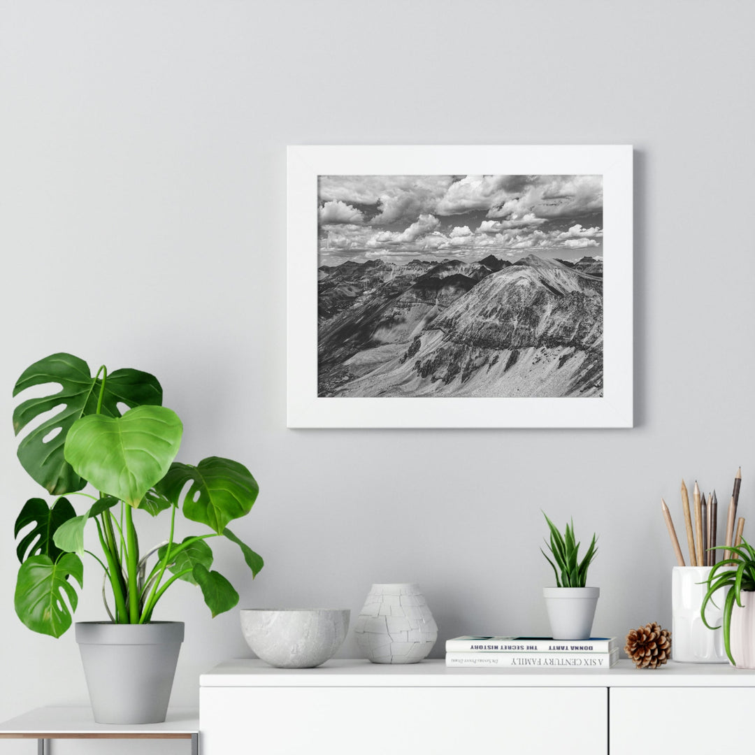 Imogene Pass From the Air in Black and White - Framed Print - Visiting This World