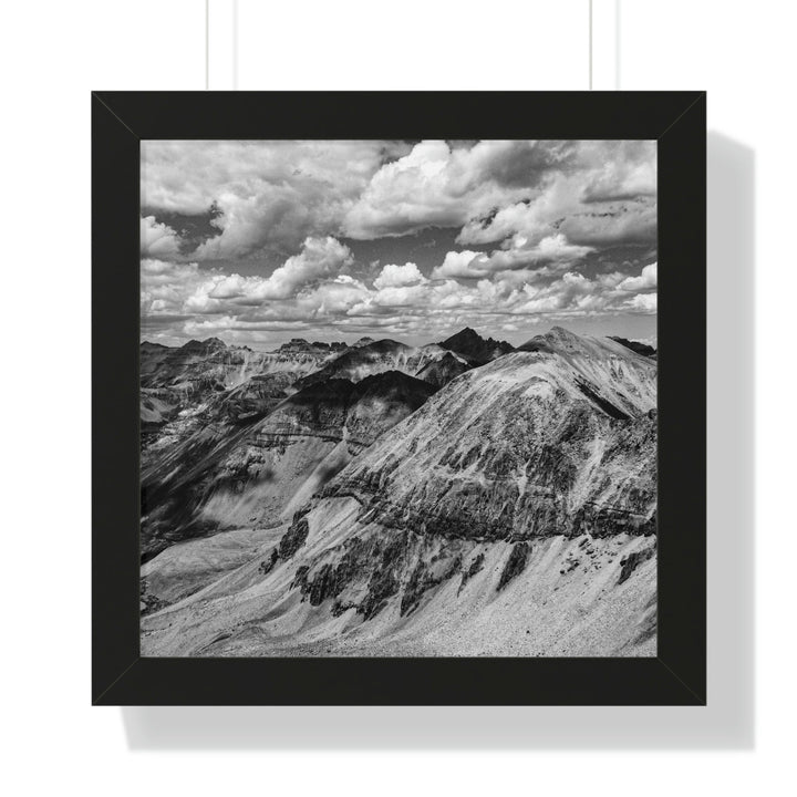 Imogene Pass From the Air in Black and White - Framed Print - Visiting This World