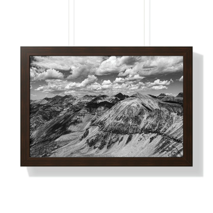 Imogene Pass From the Air in Black and White - Framed Print - Visiting This World