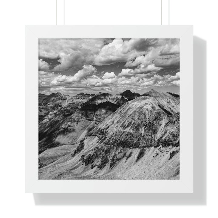 Imogene Pass From the Air in Black and White - Framed Print - Visiting This World