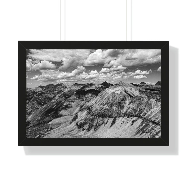 Imogene Pass From the Air in Black and White - Framed Print - Visiting This World