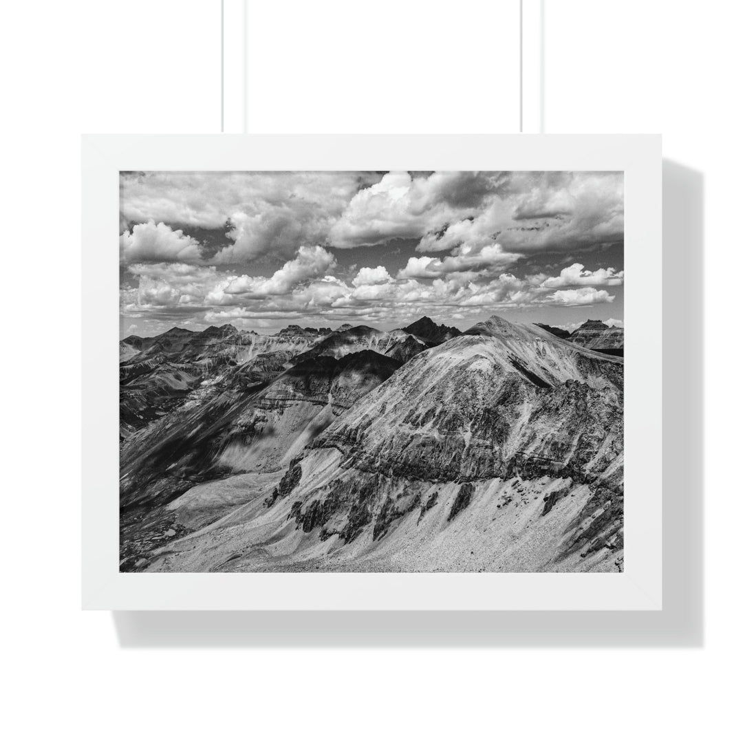 Imogene Pass From the Air in Black and White - Framed Print - Visiting This World