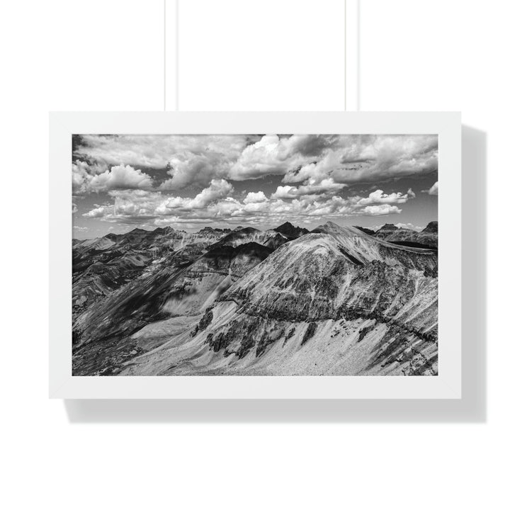 Imogene Pass From the Air in Black and White - Framed Print - Visiting This World