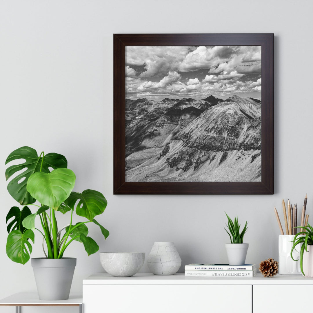 Imogene Pass From the Air in Black and White - Framed Print - Visiting This World