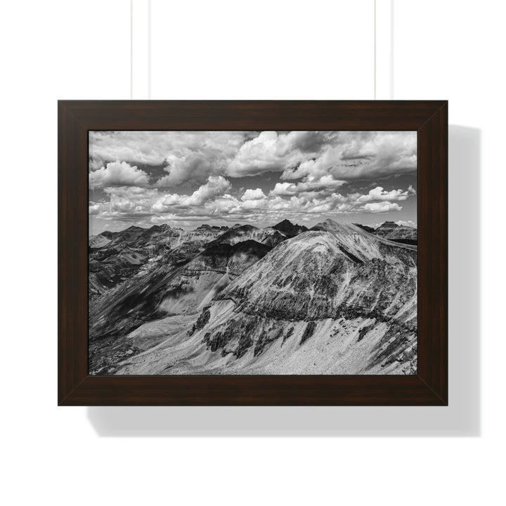 Imogene Pass From the Air in Black and White - Framed Print - Visiting This World