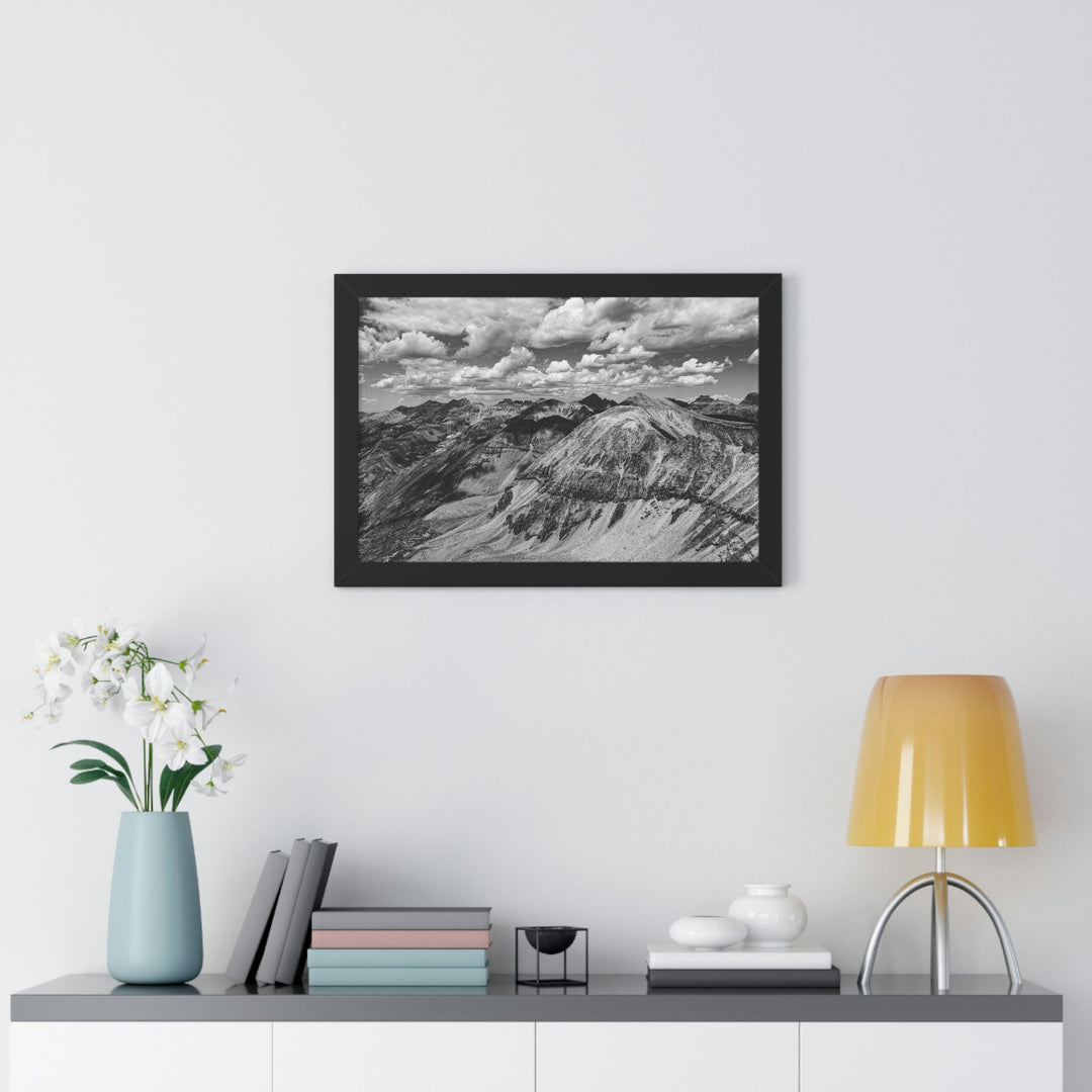 Imogene Pass From the Air in Black and White - Framed Print - Visiting This World