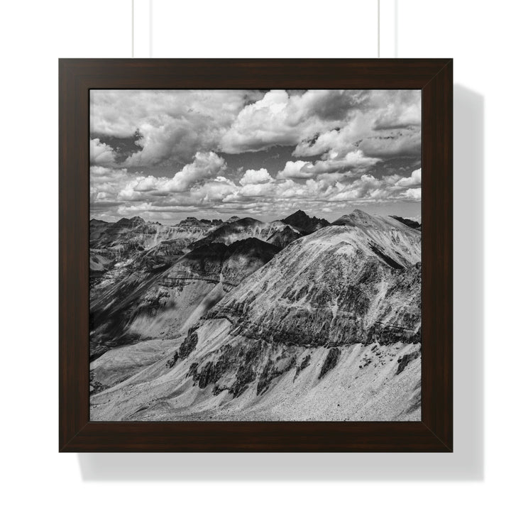 Imogene Pass From the Air in Black and White - Framed Print - Visiting This World