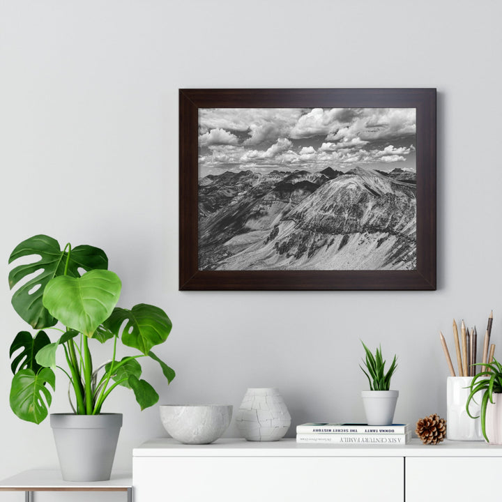 Imogene Pass From the Air in Black and White - Framed Print - Visiting This World