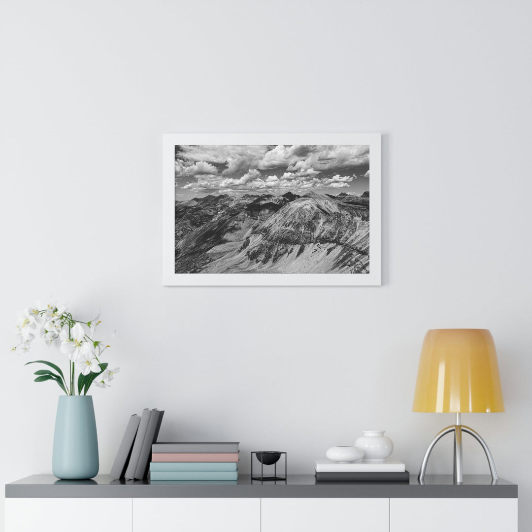 Imogene Pass From the Air in Black and White - Framed Print - Visiting This World