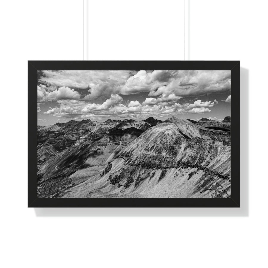 Imogene Pass From the Air in Black and White - Framed Print - Visiting This World