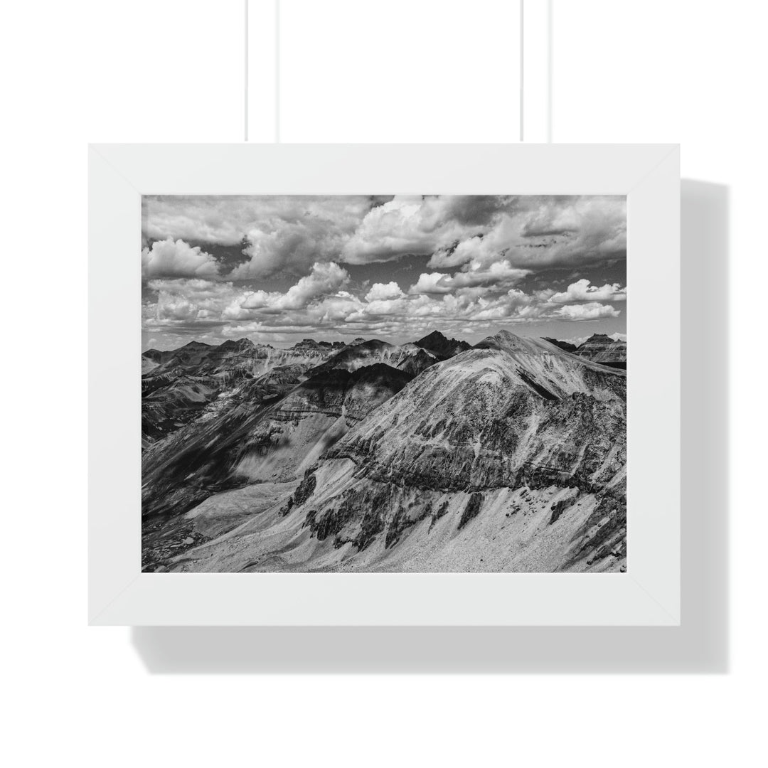 Imogene Pass From the Air in Black and White - Framed Print - Visiting This World