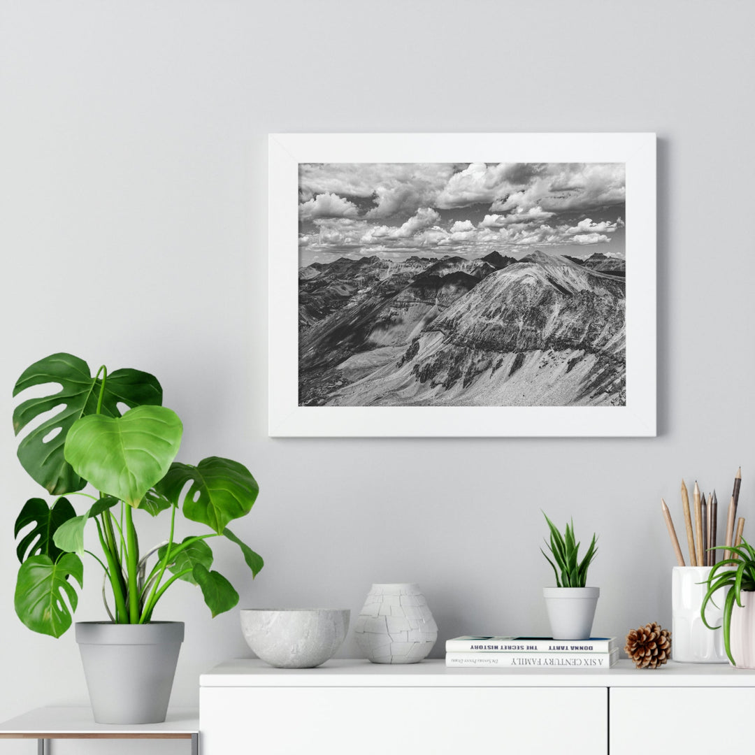 Imogene Pass From the Air in Black and White - Framed Print - Visiting This World