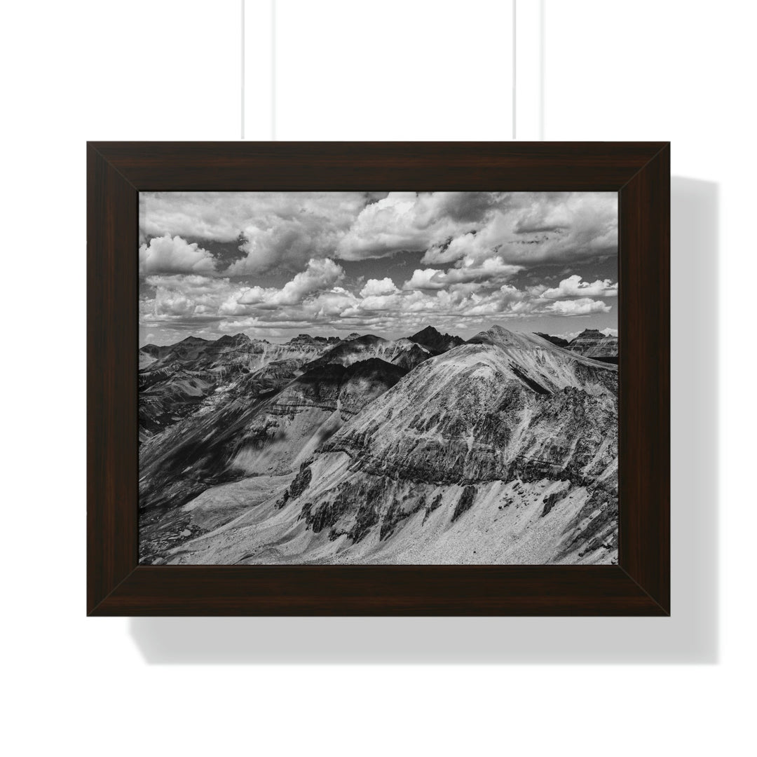 Imogene Pass From the Air in Black and White - Framed Print - Visiting This World