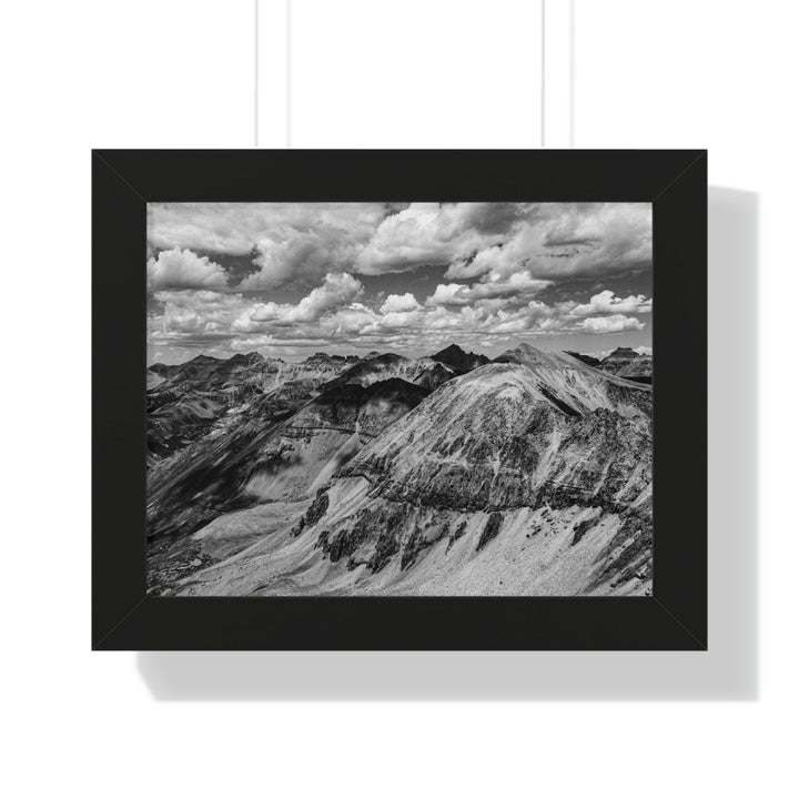 Imogene Pass From the Air in Black and White - Framed Print - Visiting This World