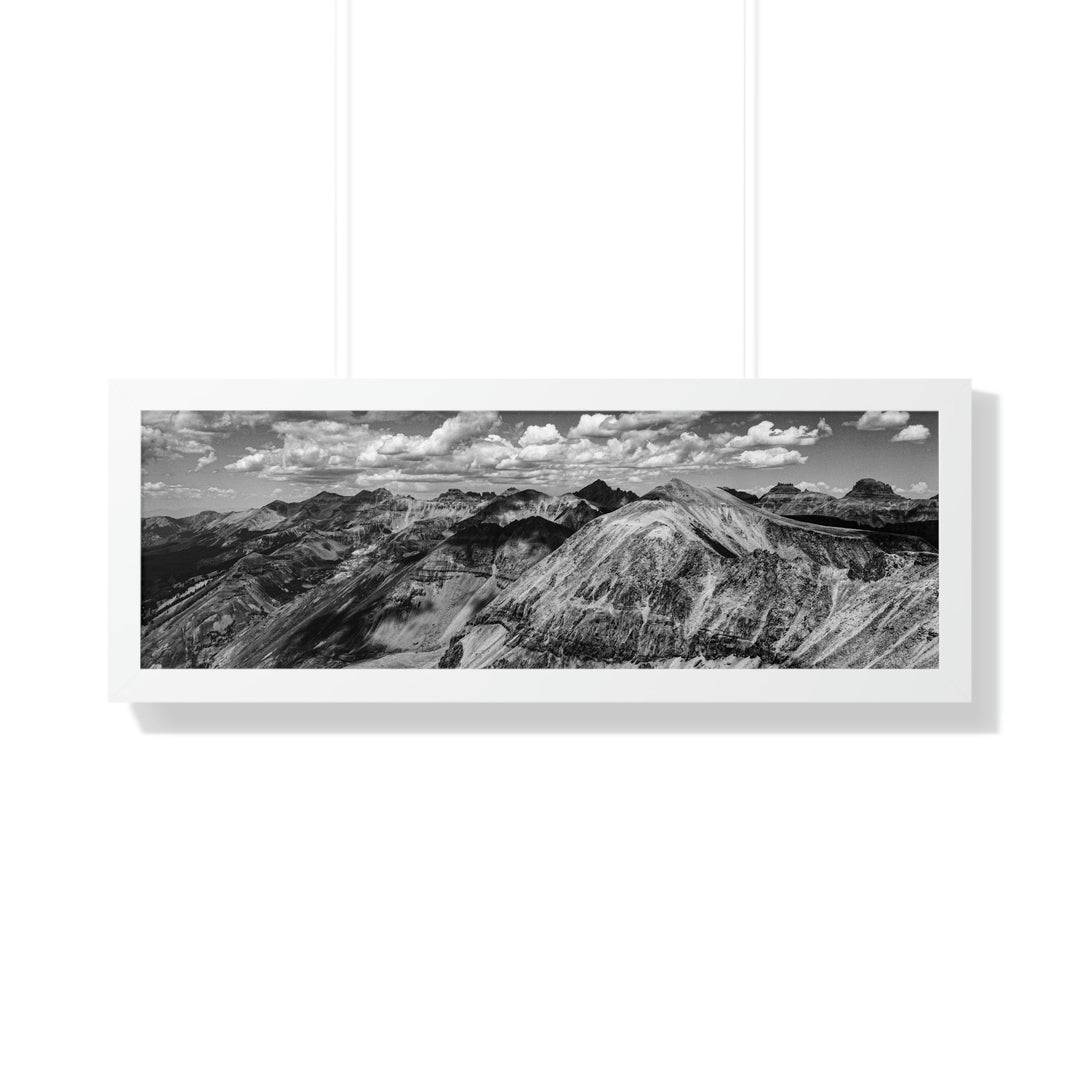 Imogene Pass From the Air in Black and White - Framed Print - Visiting This World