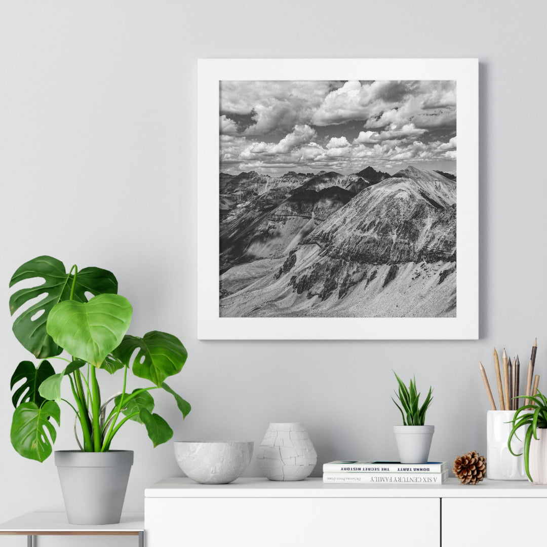 Imogene Pass From the Air in Black and White - Framed Print - Visiting This World