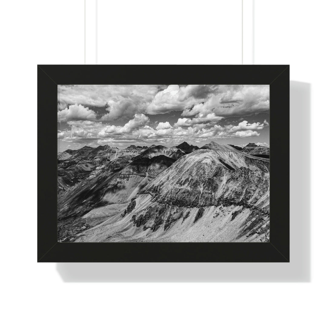 Imogene Pass From the Air in Black and White - Framed Print - Visiting This World