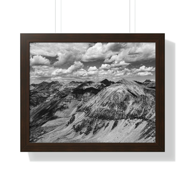 Imogene Pass From the Air in Black and White - Framed Print - Visiting This World