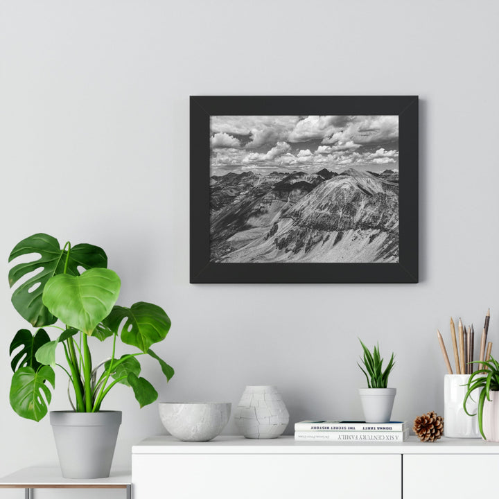 Imogene Pass From the Air in Black and White - Framed Print - Visiting This World