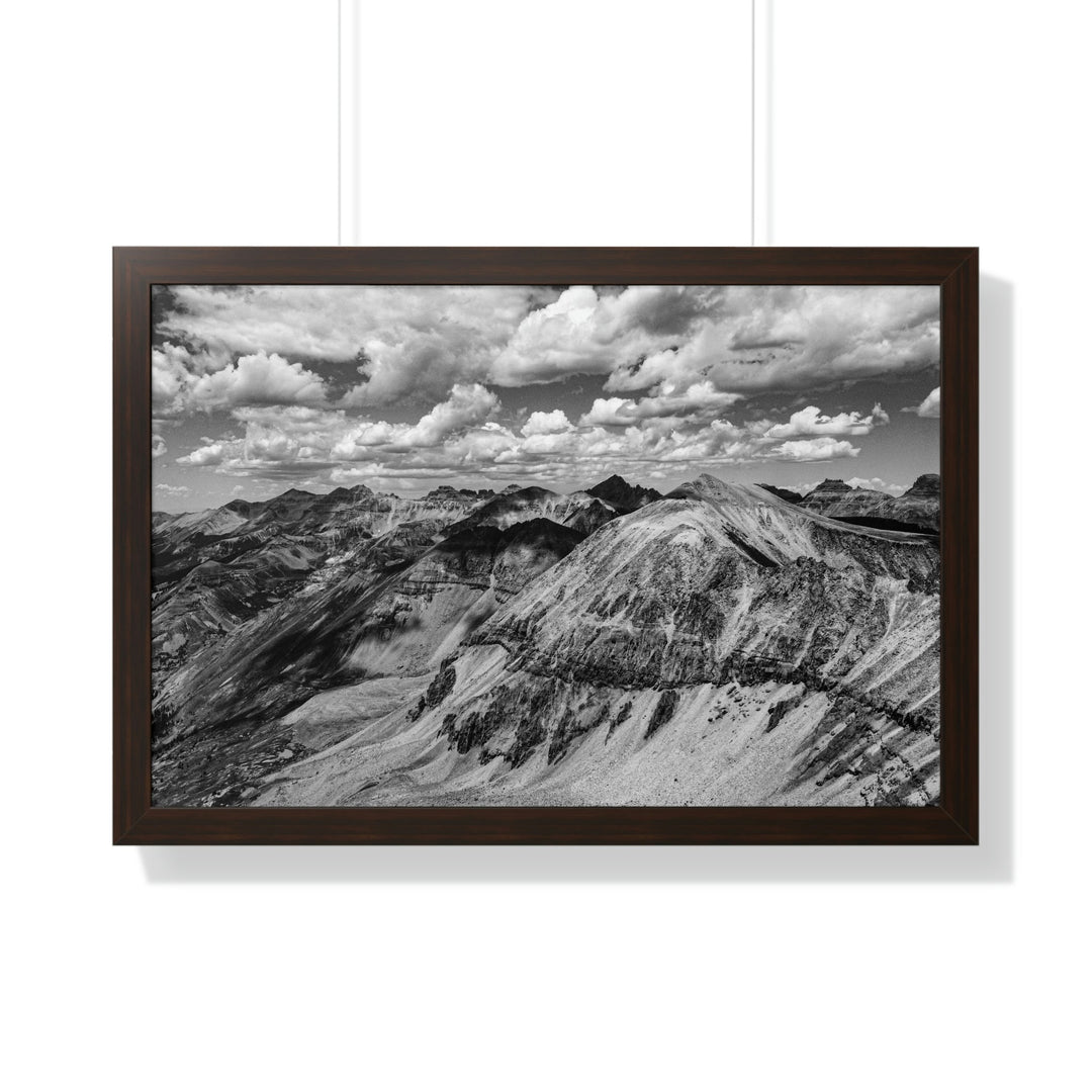 Imogene Pass From the Air in Black and White - Framed Print - Visiting This World