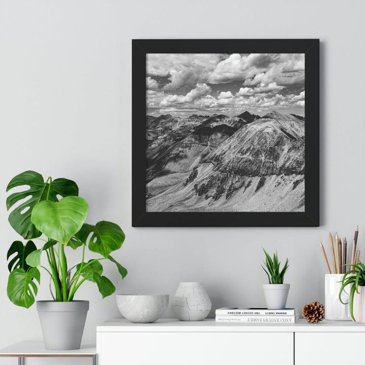 Imogene Pass From the Air in Black and White - Framed Print - Visiting This World