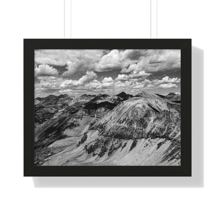 Imogene Pass From the Air in Black and White - Framed Print - Visiting This World