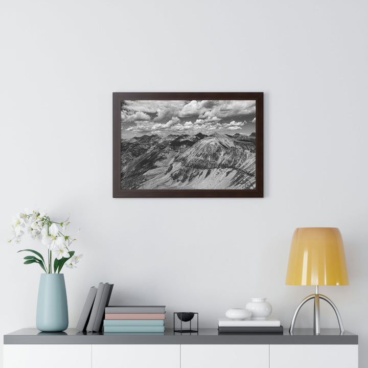 Imogene Pass From the Air in Black and White - Framed Print - Visiting This World