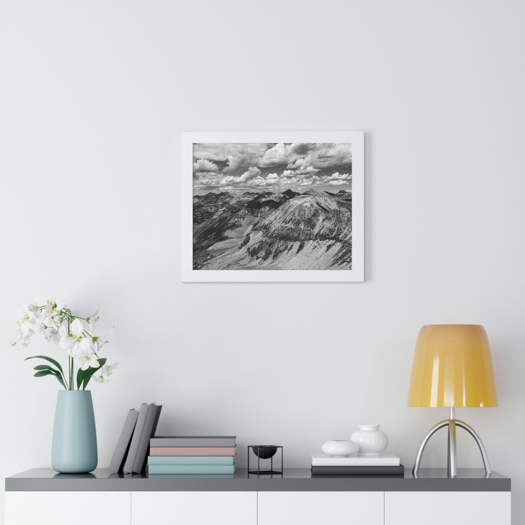 Imogene Pass From the Air in Black and White - Framed Print - Visiting This World