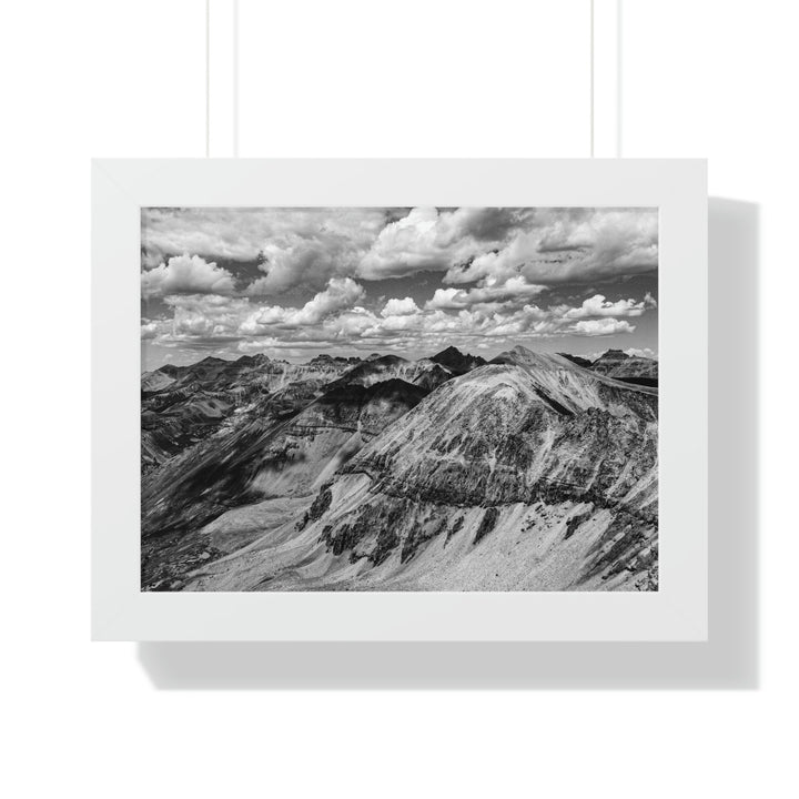 Imogene Pass From the Air in Black and White - Framed Print - Visiting This World