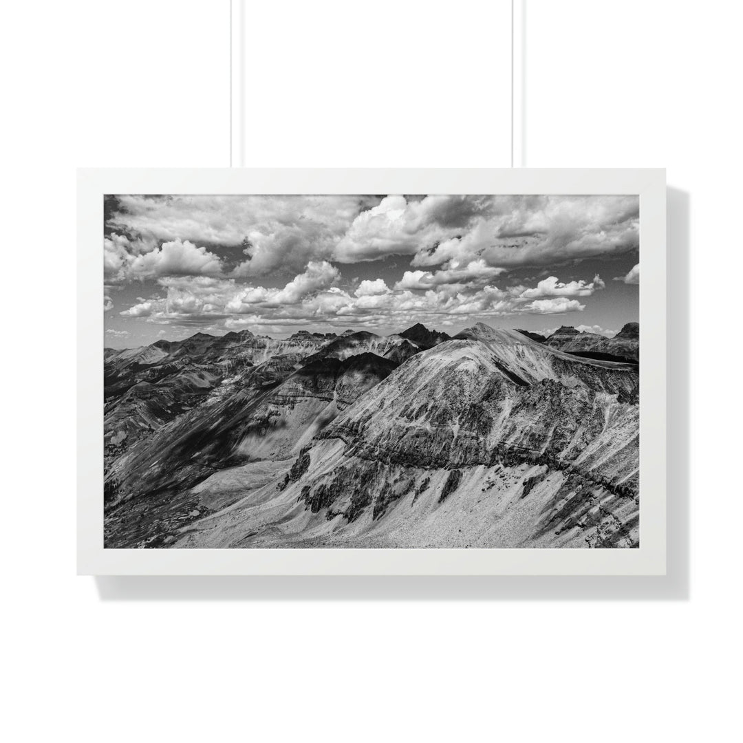 Imogene Pass From the Air in Black and White - Framed Print - Visiting This World