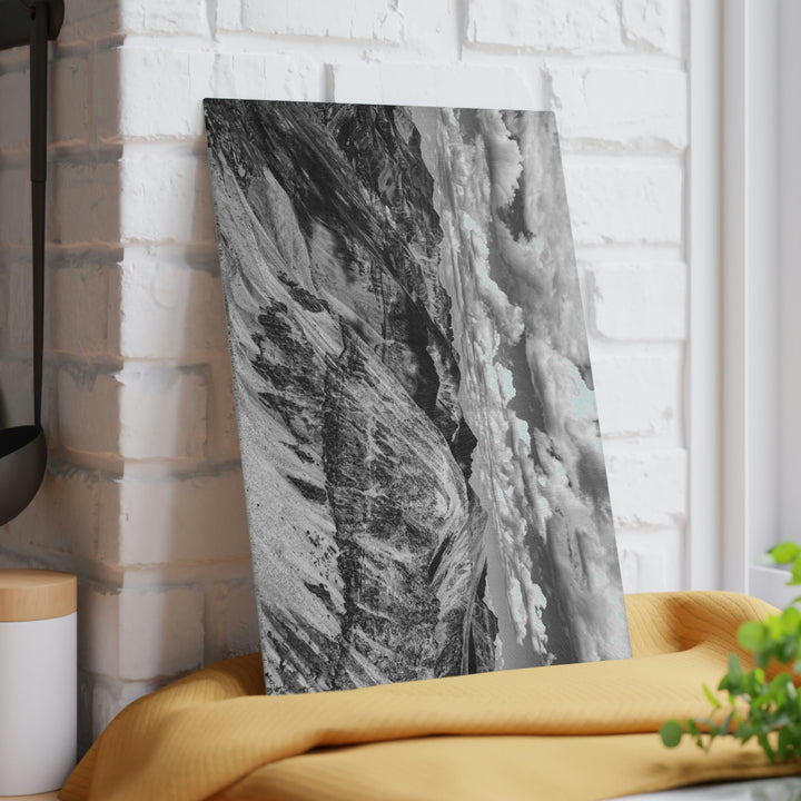 Imogene Pass From the Air in Black and White - Glass Cutting Board - Visiting This World