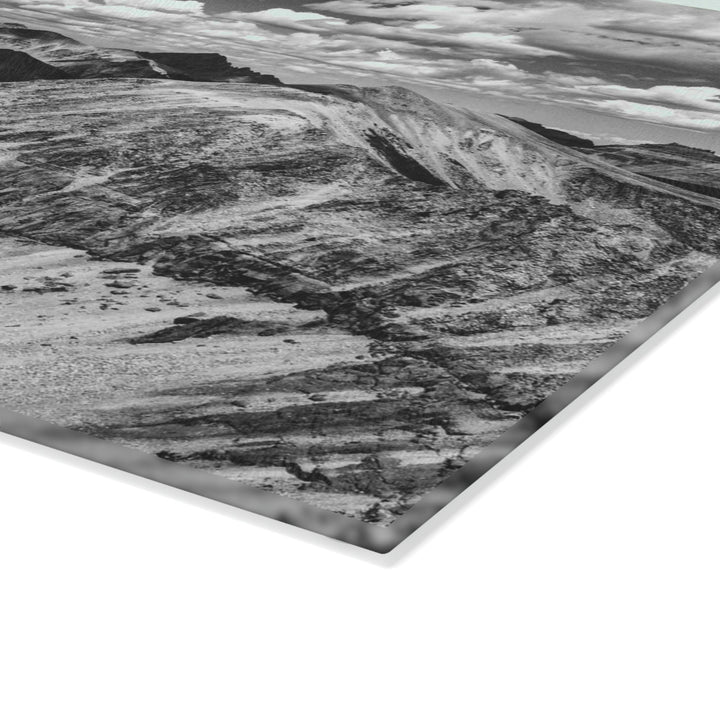 Imogene Pass From the Air in Black and White - Glass Cutting Board - Visiting This World