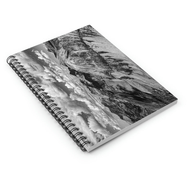 Imogene Pass From the Air in Black and White - Spiral Ruled Line Notebook - Visiting This World