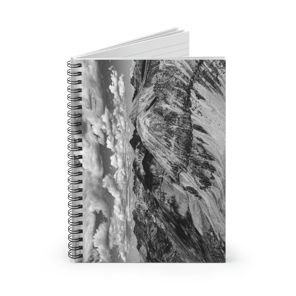 Imogene Pass From the Air in Black and White - Spiral Ruled Line Notebook - Visiting This World