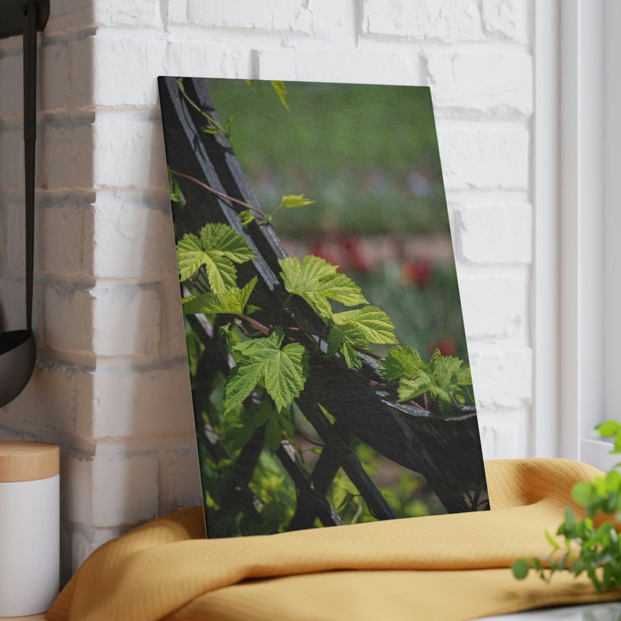 Ivy-Covered Fence - Glass Cutting Board - Visiting This World