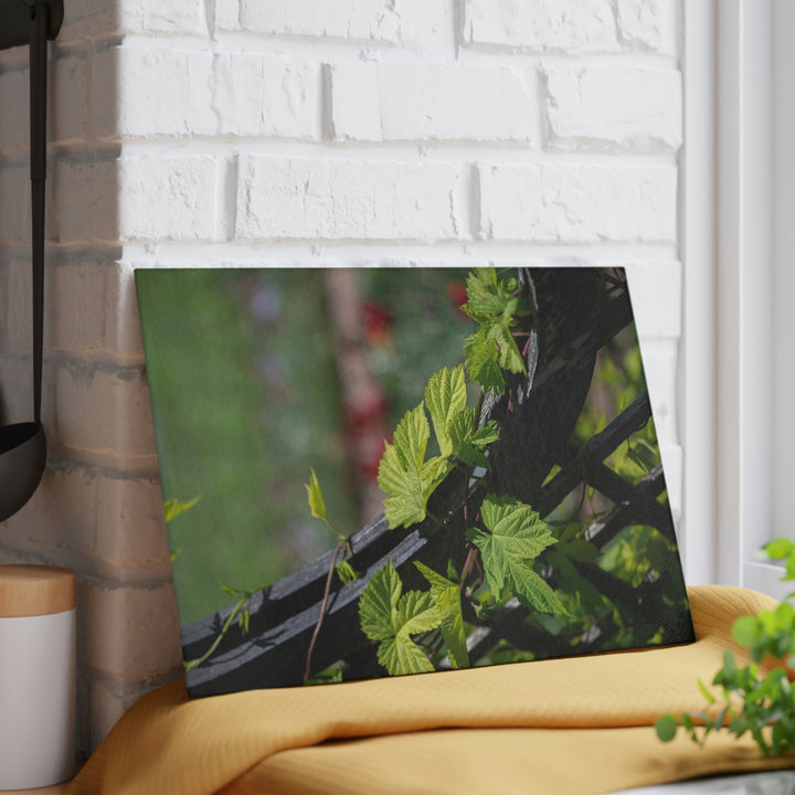 Ivy-Covered Fence - Glass Cutting Board - Visiting This World