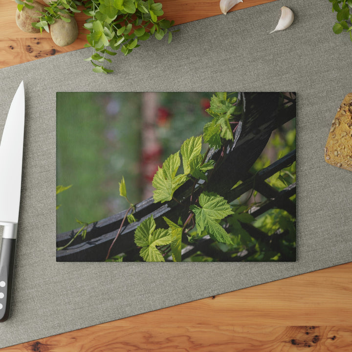 Ivy-Covered Fence - Glass Cutting Board - Visiting This World