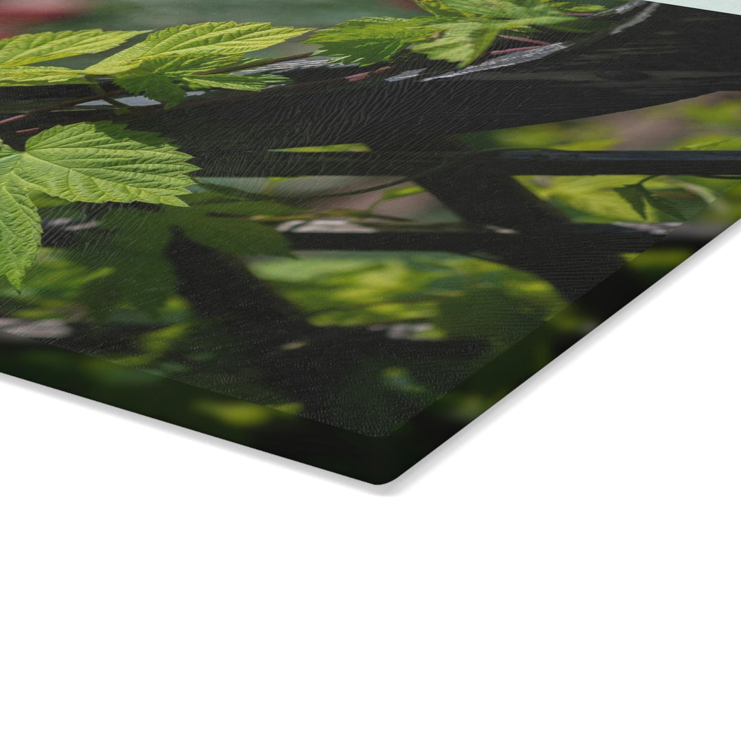 Ivy-Covered Fence - Glass Cutting Board - Visiting This World