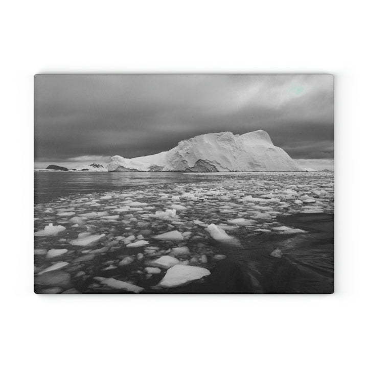 Lane of Ice In Black and White - Glass Cutting Board - Visiting This World