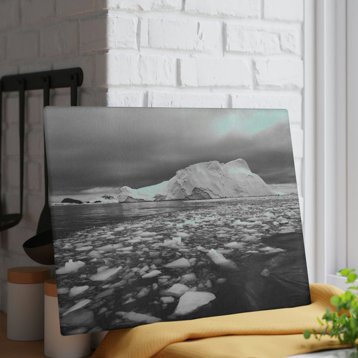 Lane of Ice In Black and White - Glass Cutting Board - Visiting This World