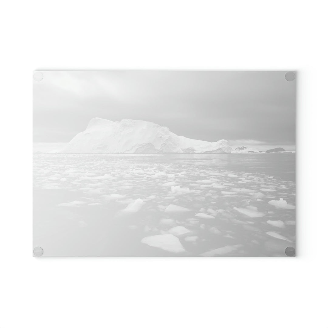 Lane of Ice In Black and White - Glass Cutting Board - Visiting This World