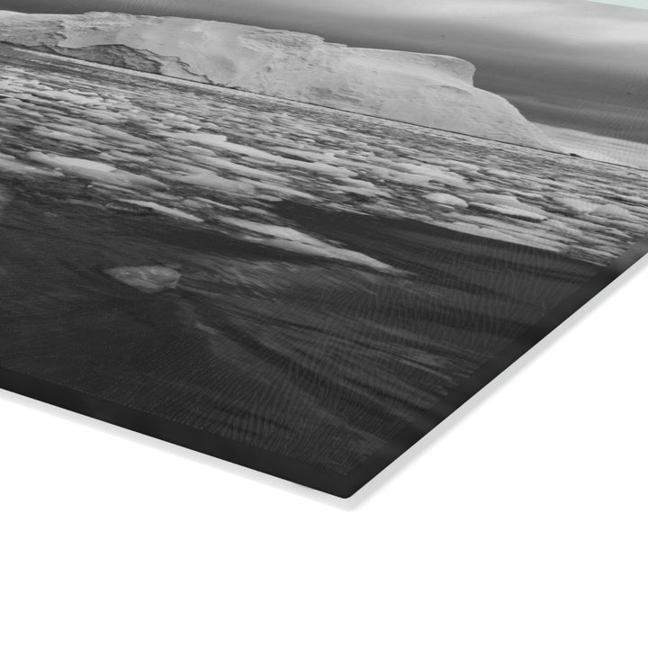 Lane of Ice In Black and White - Glass Cutting Board - Visiting This World