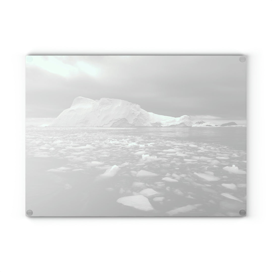 Lane of Ice In Black and White - Glass Cutting Board - Visiting This World