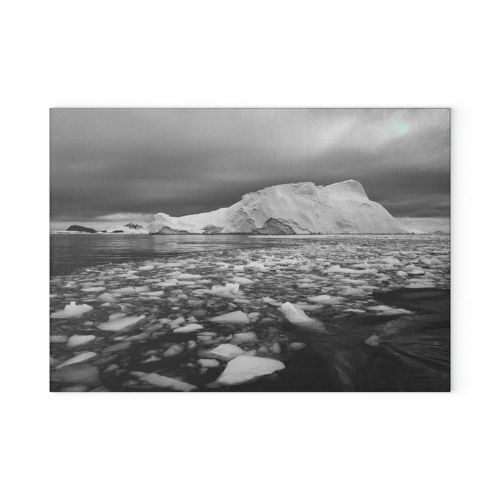 Lane of Ice In Black and White - Glass Cutting Board - Visiting This World