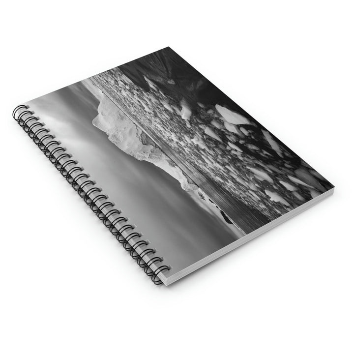 Lane of Ice In Black and White - Spiral Ruled Line Notebook - Visiting This World