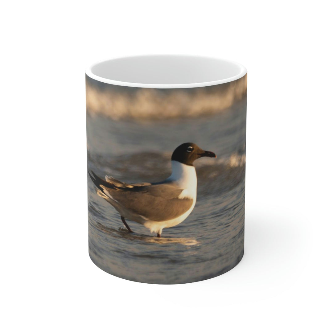 Laughing Gull in the Surf - Ceramic Mug 11oz - Visiting This World