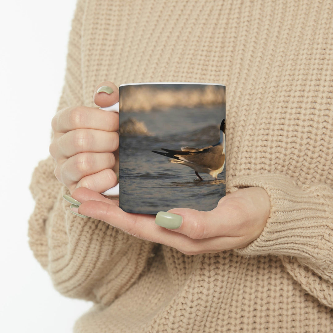 Laughing Gull in the Surf - Ceramic Mug 11oz - Visiting This World