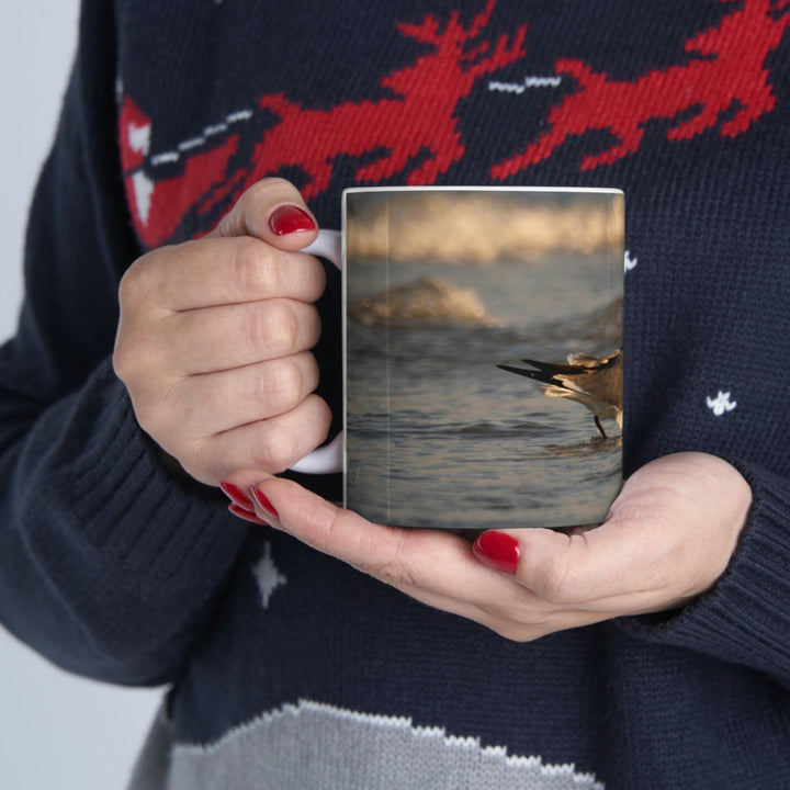 Laughing Gull in the Surf - Ceramic Mug 11oz - Visiting This World